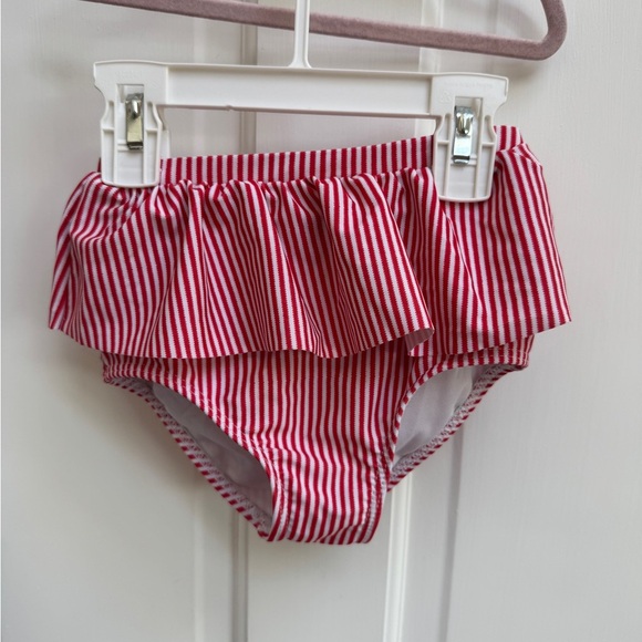 NWOT Marie Nicole 3T Girls Red and White Striped Bikini Bottom with Ruffles - Picture 1 of 4